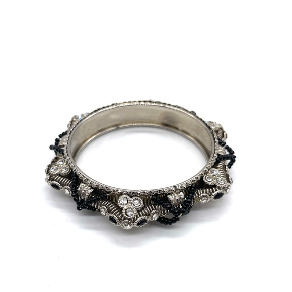 Art Deco Bangle w/ Rhinestones & Crystals - Picture 2 of 3
